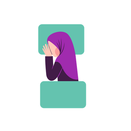 Femme hijab dormant sur le côté droit  Illustration