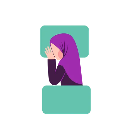 Femme hijab dormant sur le côté droit  Illustration