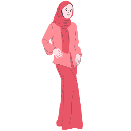 Femme hijab en tenue traditionnelle  Illustration