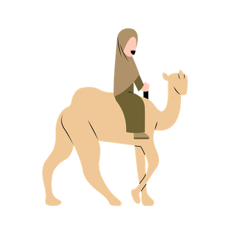 Hijab femme chevauchant un chameau  Illustration