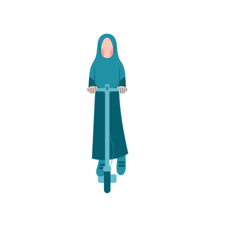 Hijab femme équitation scooter  Illustration