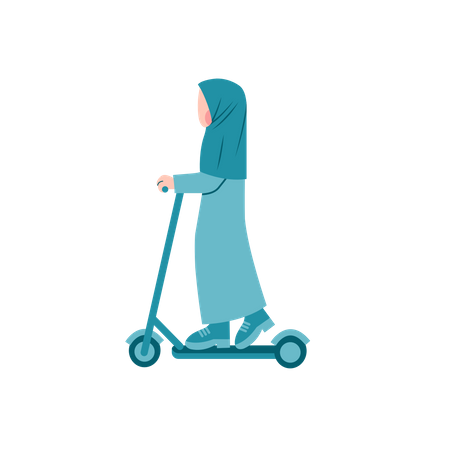 Hijab femme équitation scooter  Illustration