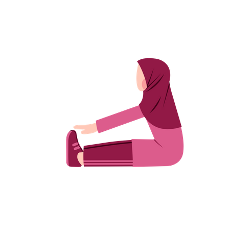 Femme hijab faisant du yoga  Illustration