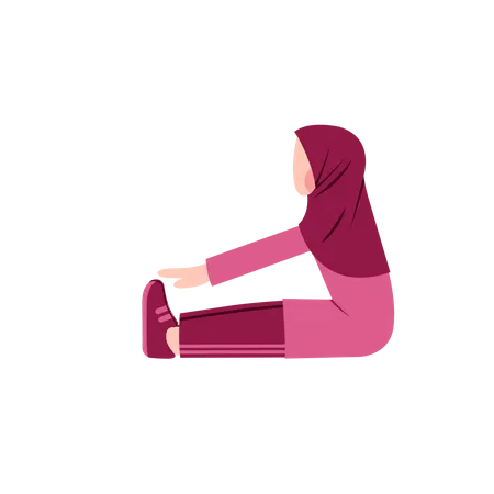 Femme hijab faisant du yoga  Illustration