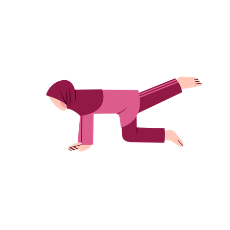 Femme hijab faisant du yoga  Illustration