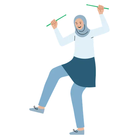 Femme hijab faisant de l'exercice Poundfit  Illustration