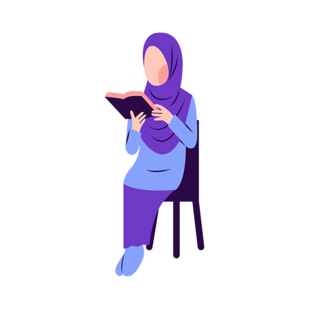 Hijab, femme, lecture, livre  Illustration