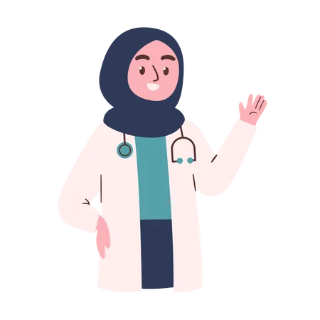 Femme Medecin Portant Le Hijab Illustration