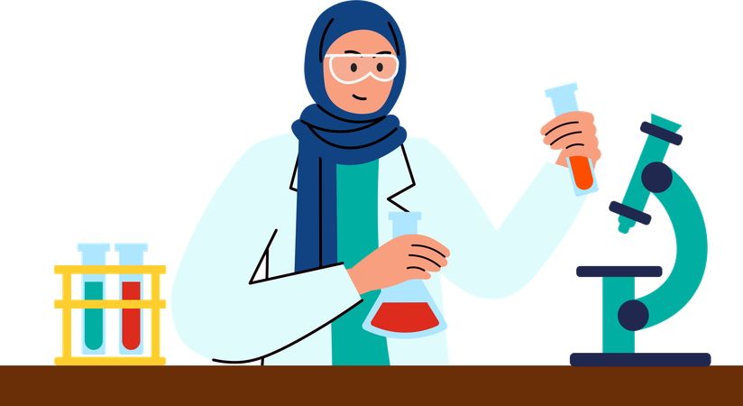 Femme scientifique hijab  Illustration