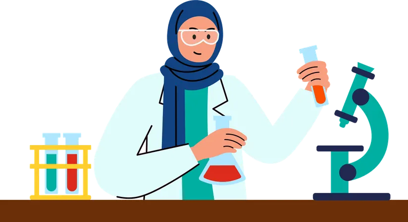 Femme scientifique hijab  Illustration