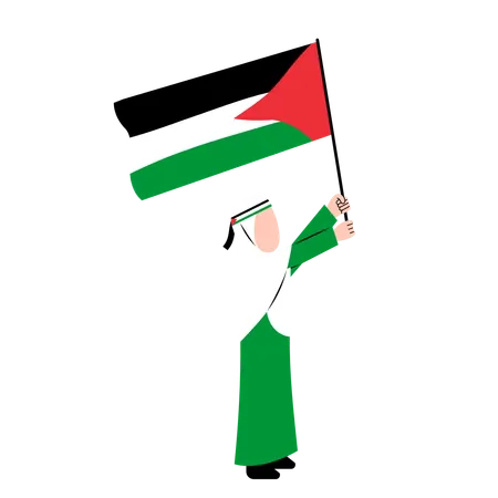 Femme Hijab Tenant Le Drapeau De La Palestine  Illustration