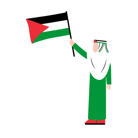 Femme Hijab Tenant Le Drapeau De La Palestine  Illustration