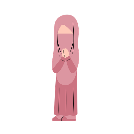 Fille Hijab Avec Geste De Voeux Eid  Illustration