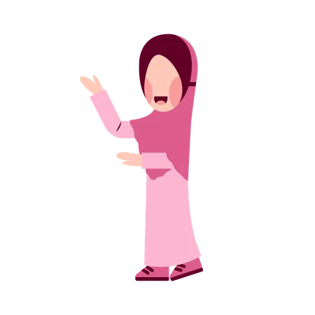 Fille hijab expliquant quelque chose  Illustration