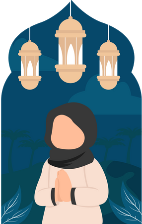 Fille hijab faisant namaz  Illustration