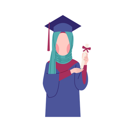 Une fille en hijab est titulaire d'un diplôme  Illustration