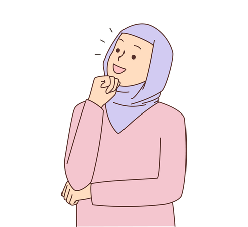 Fille hijab pensant à quelque chose  Illustration