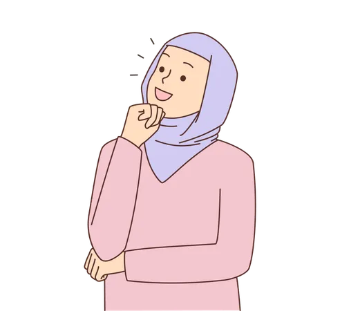 Fille hijab pensant à quelque chose  Illustration