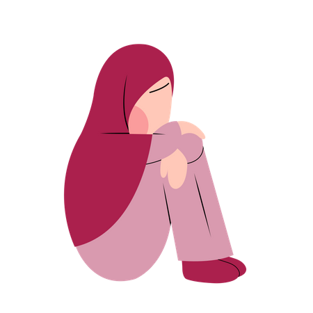 Fille hijab se sentant seule  Illustration