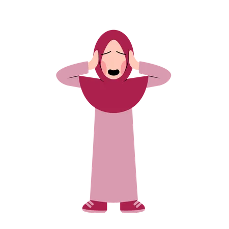 Fille hijab se sentant triste  Illustration