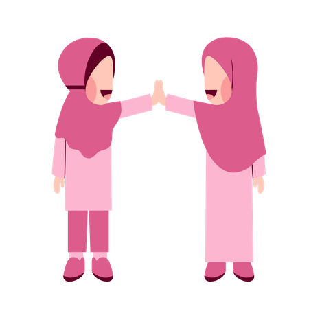 Filles Hijab Faisant Un High Five  Illustration