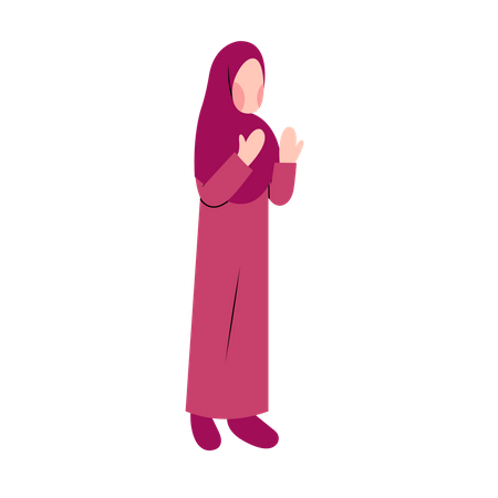 Betende Frau mit Hijab  Illustration