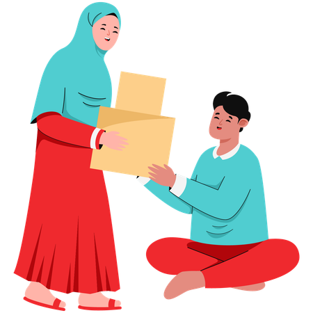 Hijab-Frau, die Spenden teilt  Illustration