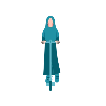 Hijab Frau auf Roller  Illustration