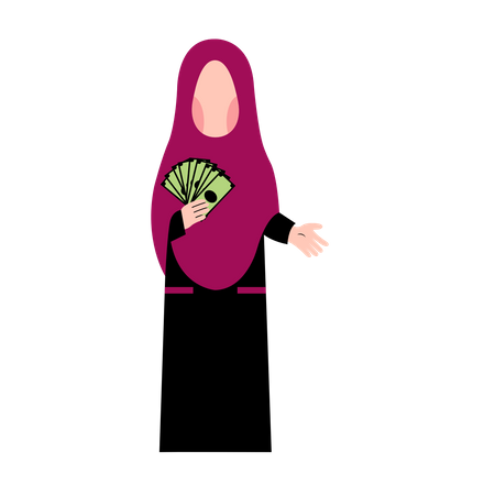 Hijab-Frau mit Geld  Illustration