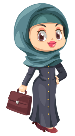 Hijab Frau mit Handtasche  Illustration