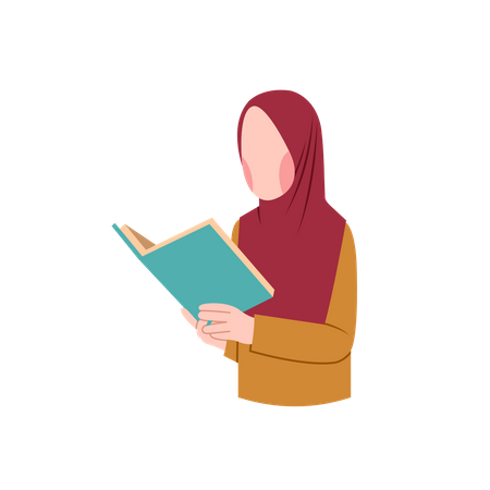 Hijab-Frau liest Buch  Illustration