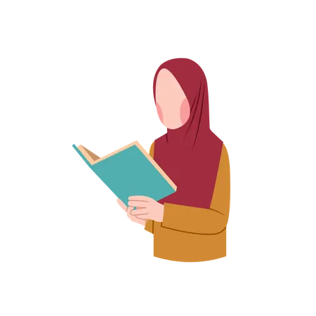 Hijab-Frau liest Buch  Illustration