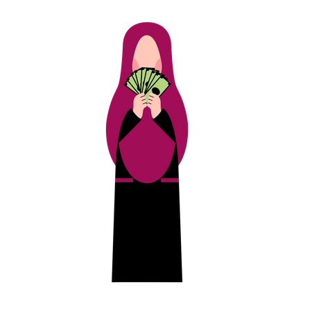 Hijab-Frau mit Geld  Illustration