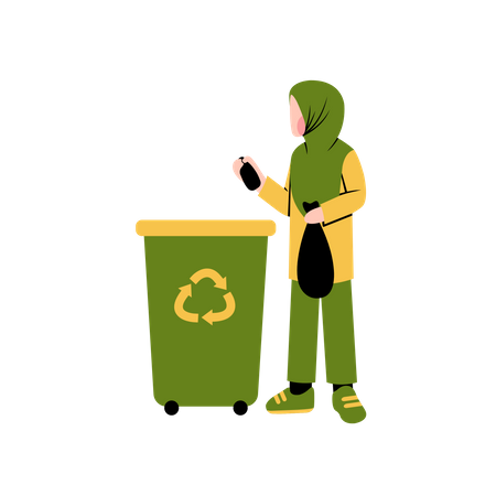 Hijab-Frau recycelt Müll  Illustration