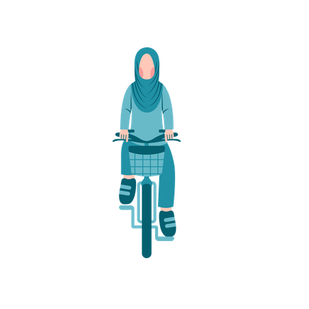 Hijab Frau Reiten Fahrrad  Illustration