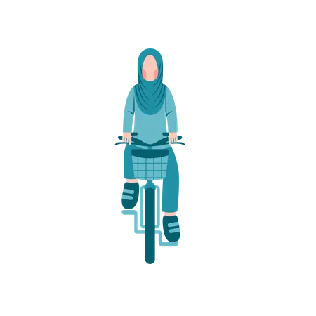 Hijab Frau Reiten Fahrrad  Illustration