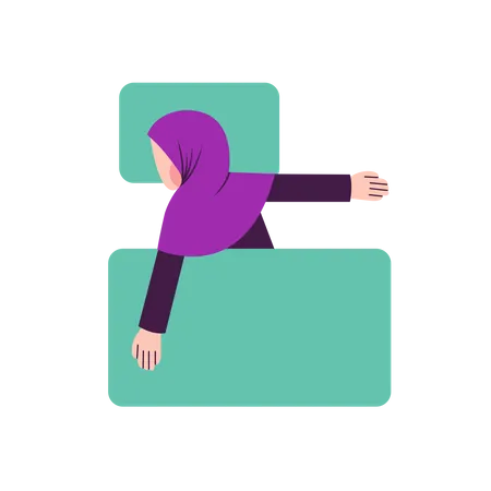 Schlafposition einer Frau mit Hijab  Illustration