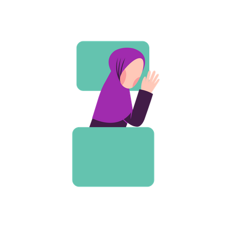 Hijab-Frau schläft auf der linken Seite  Illustration