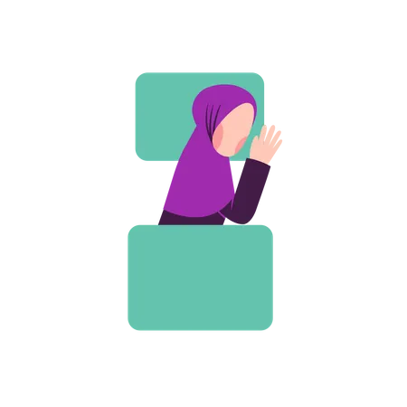 Hijab-Frau schläft auf der linken Seite  Illustration