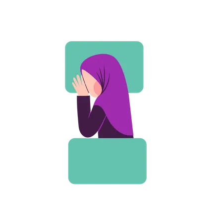 Hijab-Frau schläft auf der rechten Seite  Illustration