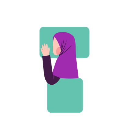 Hijab-Frau schläft auf der Seite  Illustration