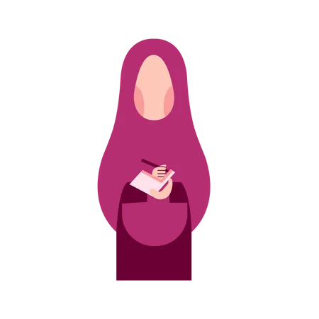 Muslimisches Mädchen macht sich Notizen  Illustration