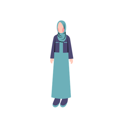 Hijab-Frau steht in Pose  Illustration