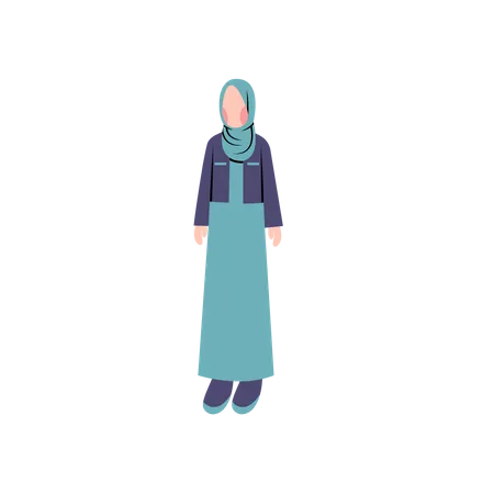 Hijab-Frau steht in Pose  Illustration