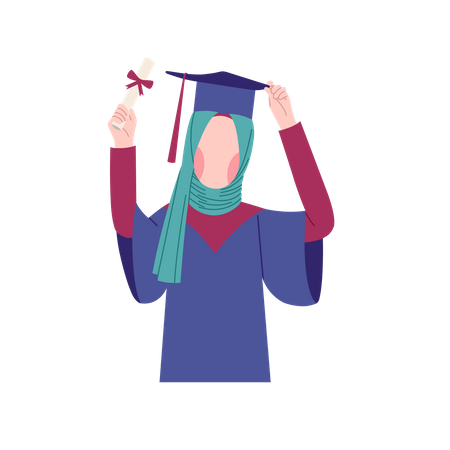 Hijab girl celebrating graduation Illustration