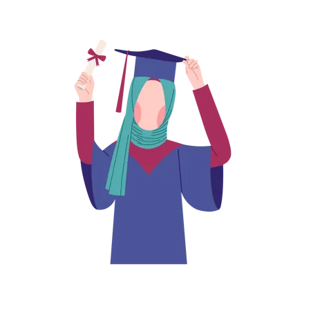 Hijab girl celebrating graduation  Illustration