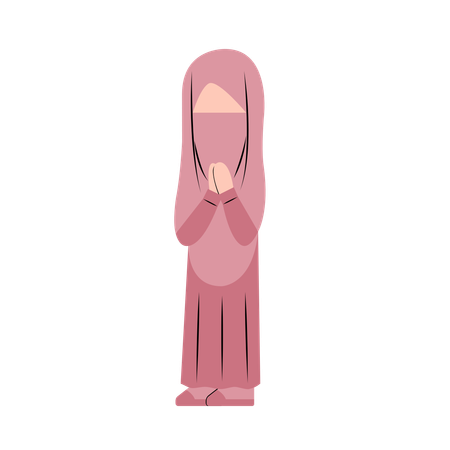 Menina Hijab com gesto de saudação Eid  Ilustração