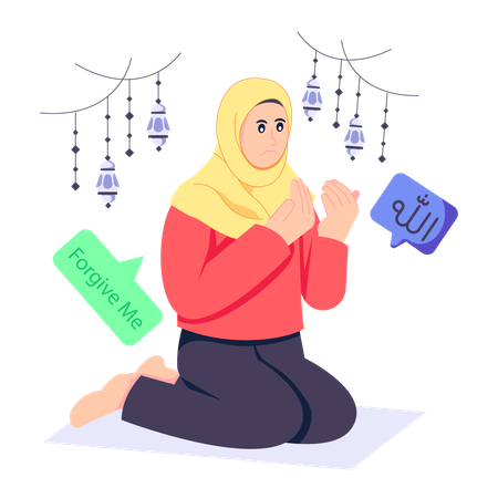 Hijab girl doing muslim prayer  Illustration