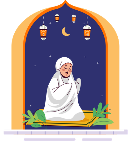 Hijab girl doing muslim prayer  Prayer  Illustration