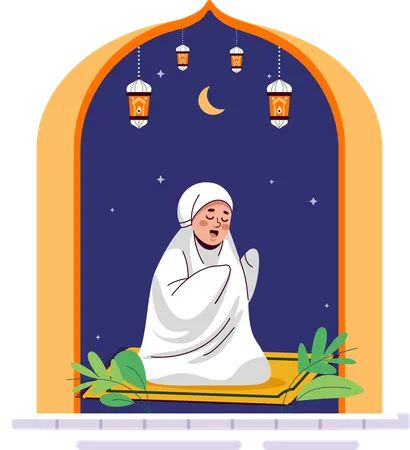 Hijab girl doing muslim prayer  Prayer  Illustration
